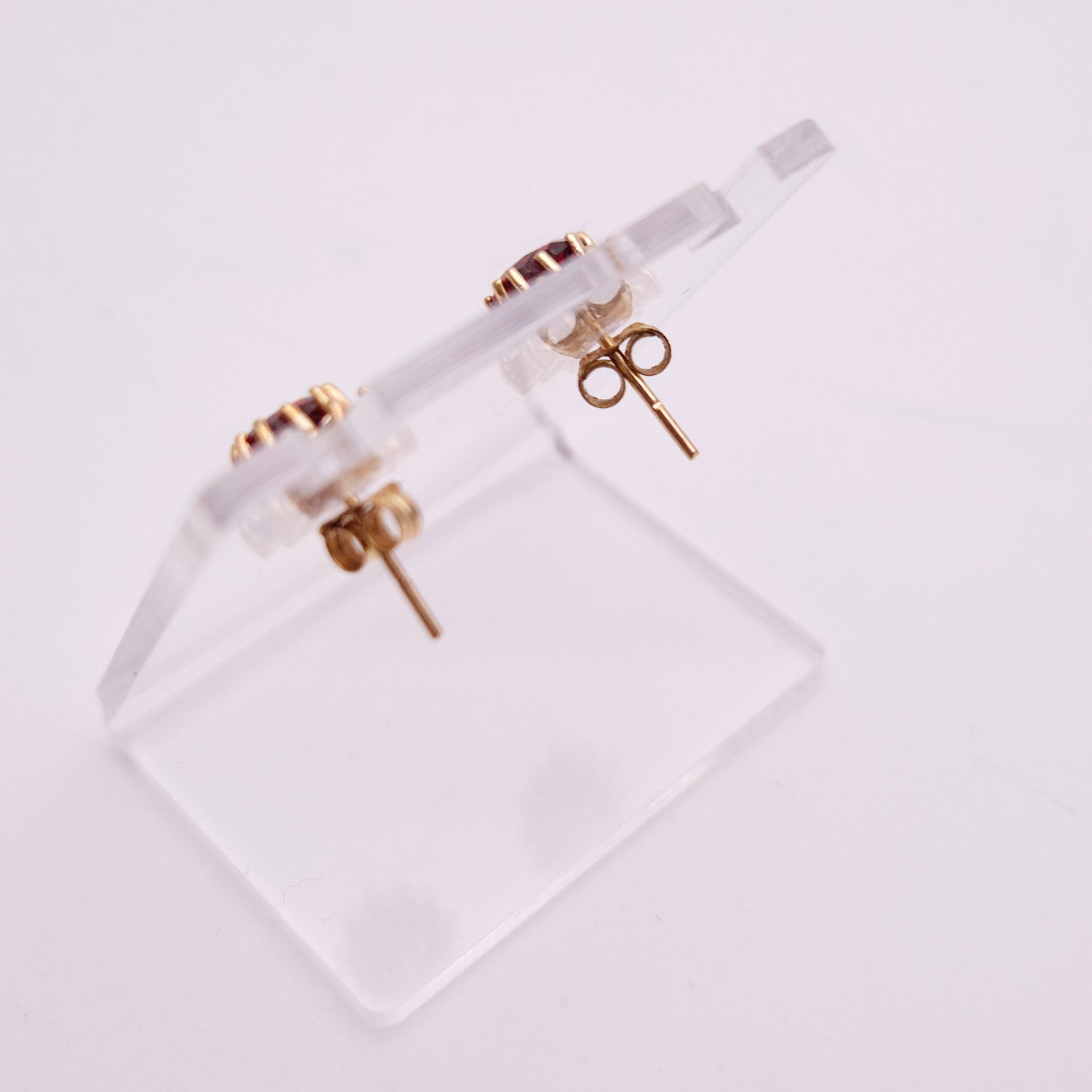 9ct Yellow Gold Garnet and CZ Heart Cluster Necklace and Earring Set
