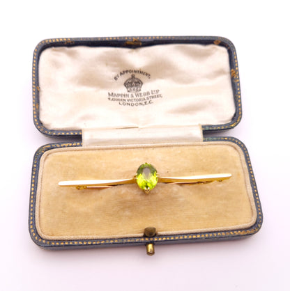 15ct Yellow Gold Mappin and Webb Peridot Brooch
