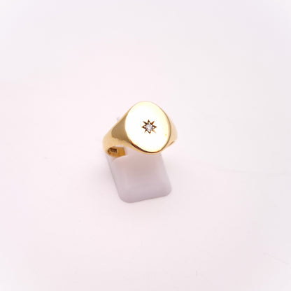 9ct Yellow Gold Oval Diamond Set Signet Style Ring