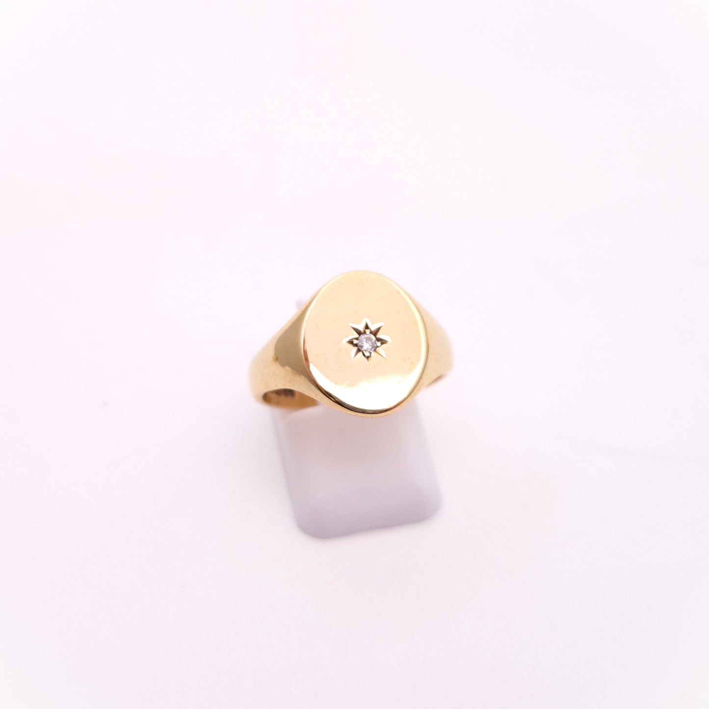 9ct Yellow Gold Oval Diamond Set Signet Style Ring