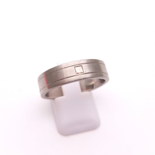 Palladium Gents Diamond Solitaire Band Ring
