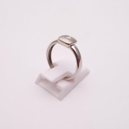 9ct white Gold Diamond Brushed Effect Square Solitaire Ring