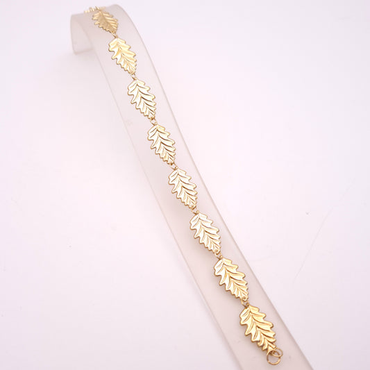 9ct Yellow Gold Oak Leaf Link Bracelet