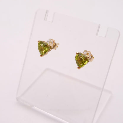 9ct Yellow Gold Heart Shaped Peridot Necklace and Stud Earring Set