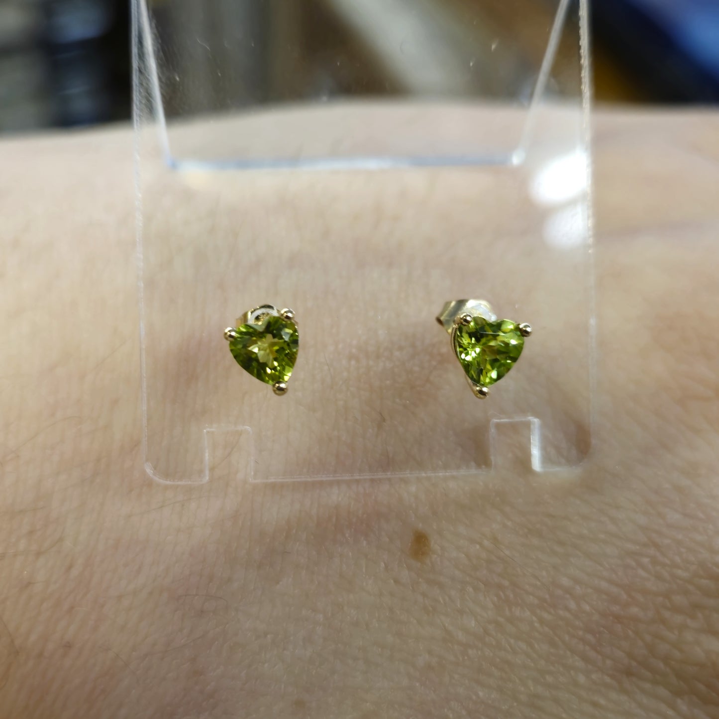9ct Yellow Gold Heart Shaped Peridot Necklace and Stud Earring Set
