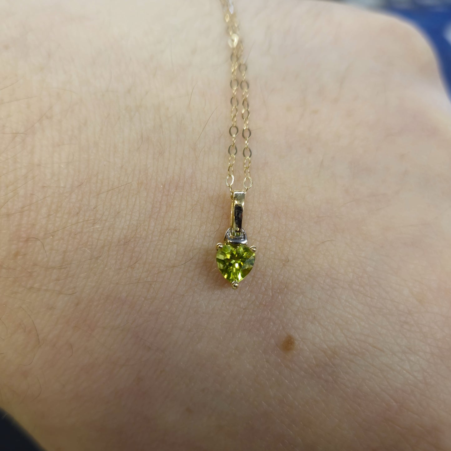 9ct Yellow Gold Heart Shaped Peridot Necklace and Stud Earring Set
