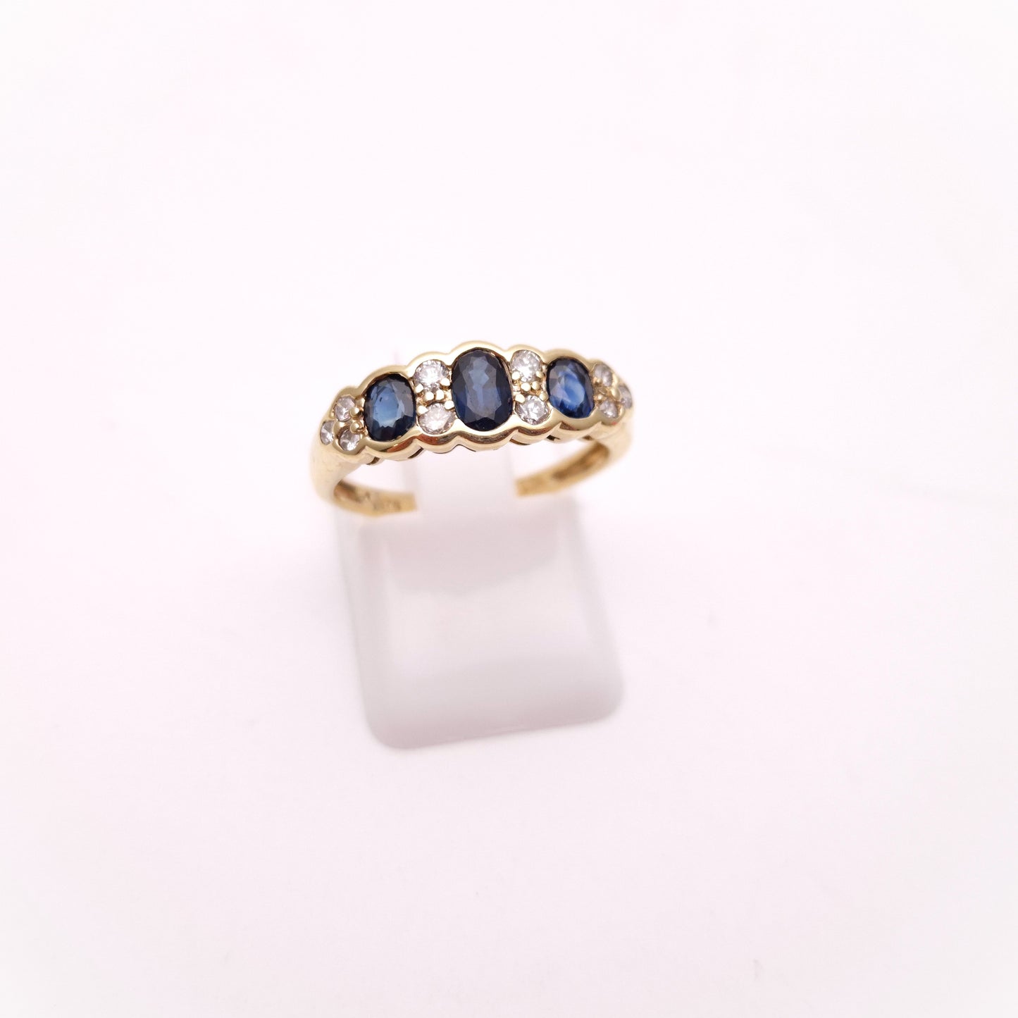 9ct Yellow Gold 3 Sapphire and Diamond Multi-stone Ring