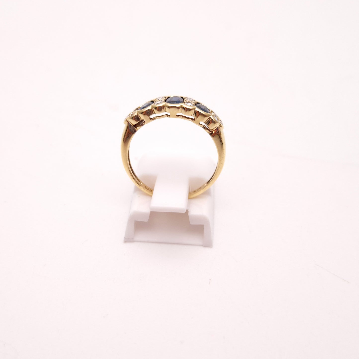 9ct Yellow Gold 3 Sapphire and Diamond Multi-stone Ring