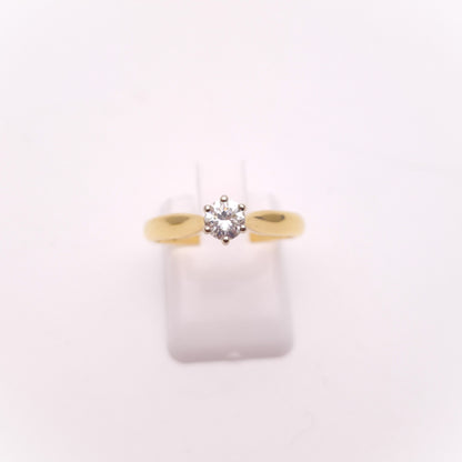 18ct Yellow Gold 0.25ct Round Diamond Solitaire Ring