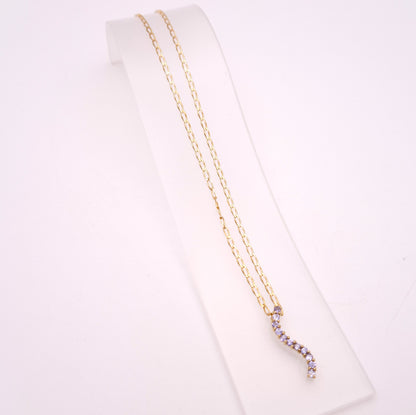 9ct Yellow Gold Tanzanite 'Wiggle' Pendant and 18" Chain