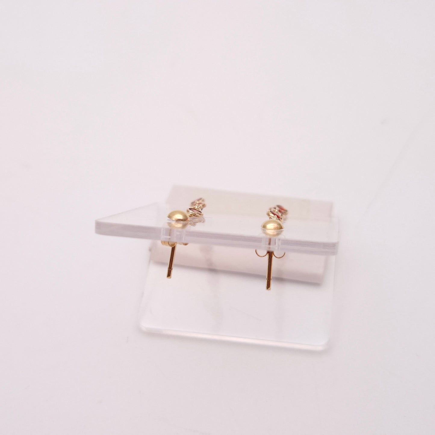 9ct Yellow Gold Garnet Three-Stone Drop Earrings