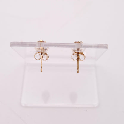 9ct Yellow Gold Blue and White Stone Small Drop Earrings