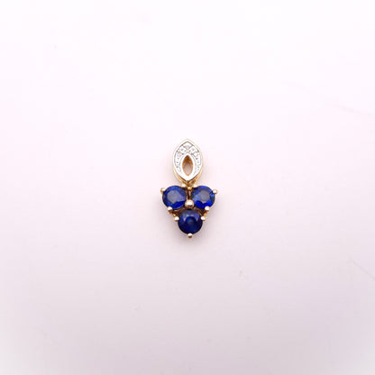 9ct Yellow Gold Blue and white Stone Pendant