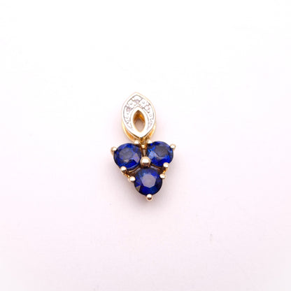 9ct Yellow Gold Blue and white Stone Pendant