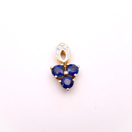 9ct Yellow Gold Blue and white Stone Pendant