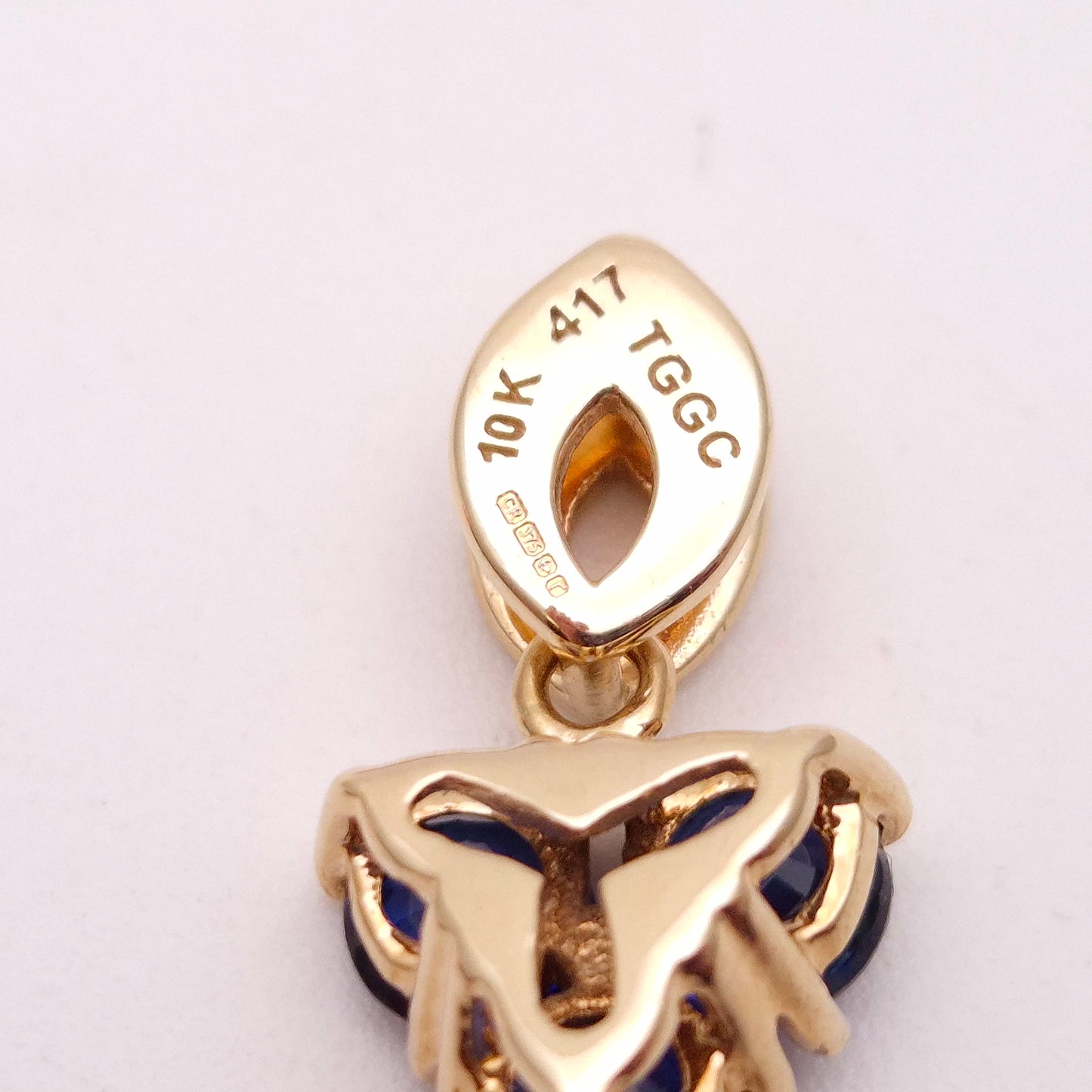 9ct Yellow Gold Blue and white Stone Pendant