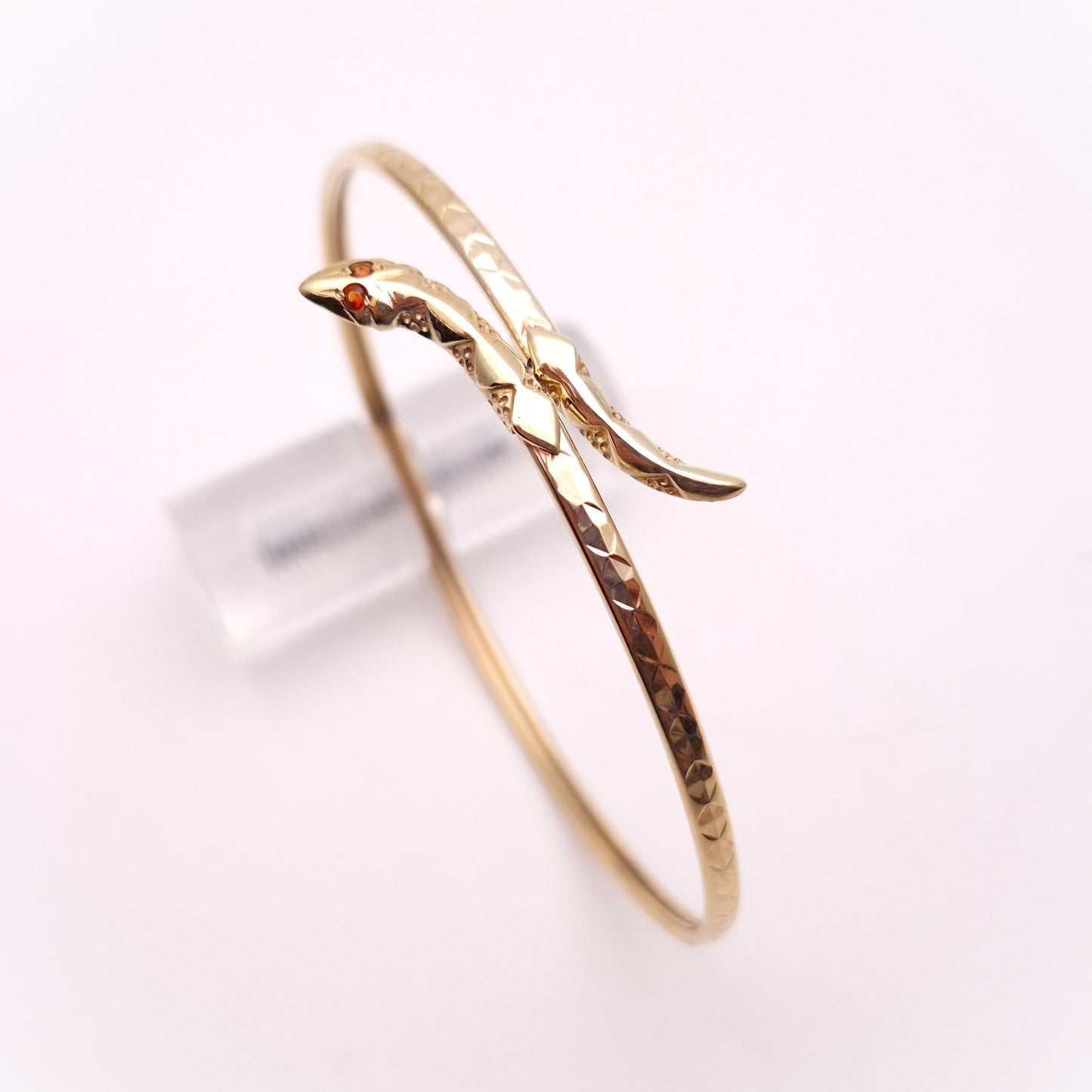9ct Yellow Gold Garnet Eyed Wrap Snake Bangle