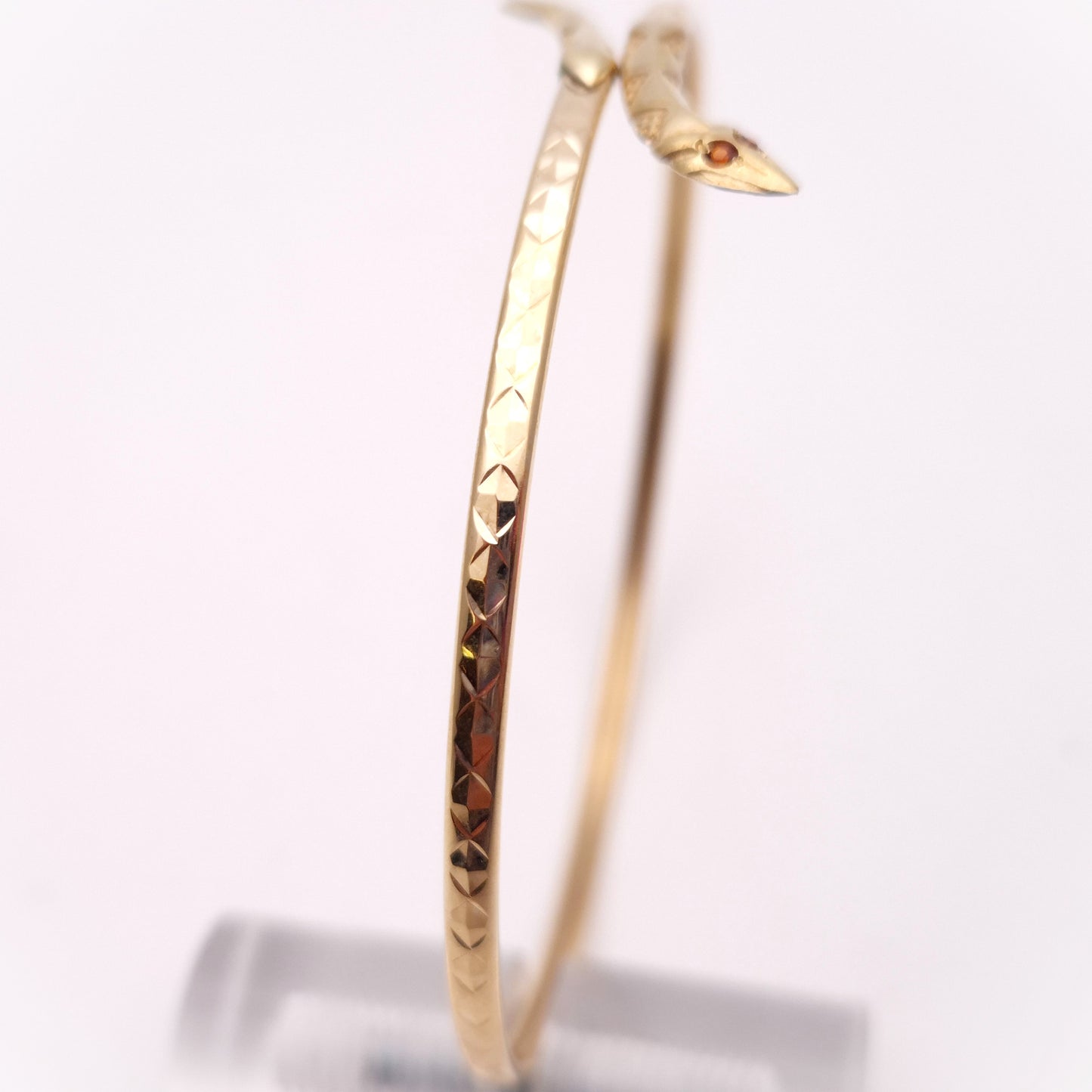 9ct Yellow Gold Garnet Eyed Wrap Snake Bangle