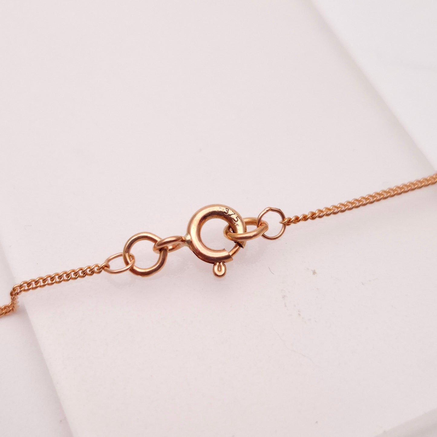9ct Rose Gold Engraved Foliate Antique Cross and Curb Chain