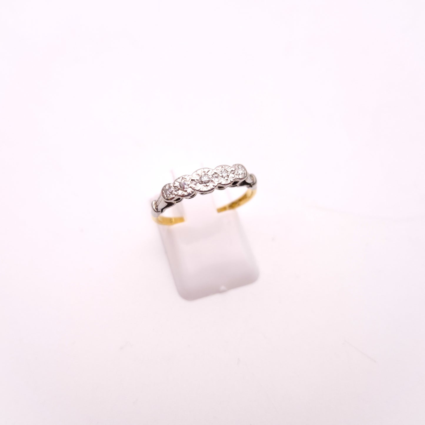 18ct and Platinum Antique 5 Stone Illusion Set Row Ring