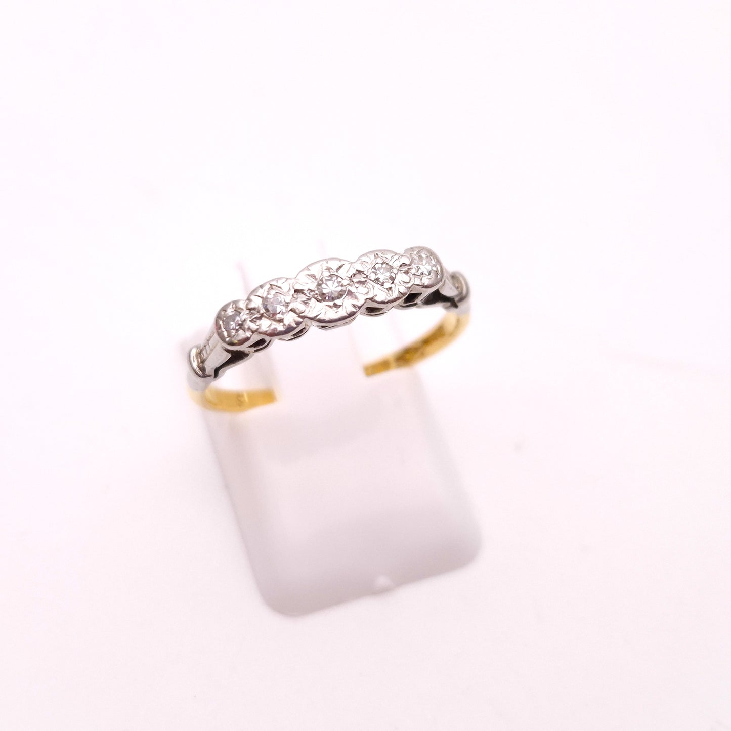 18ct and Platinum Antique 5 Stone Illusion Set Row Ring