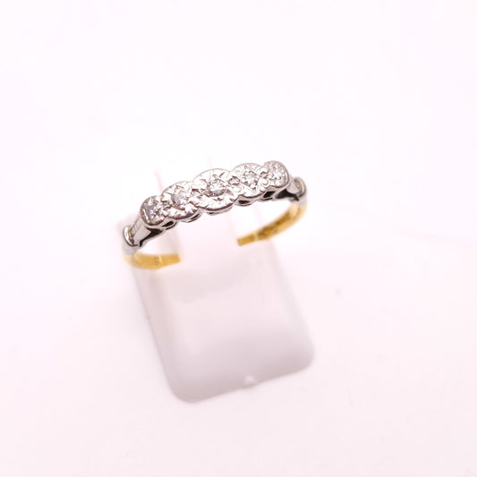 18ct and Platinum Antique 5 Stone Illusion Set Row Ring