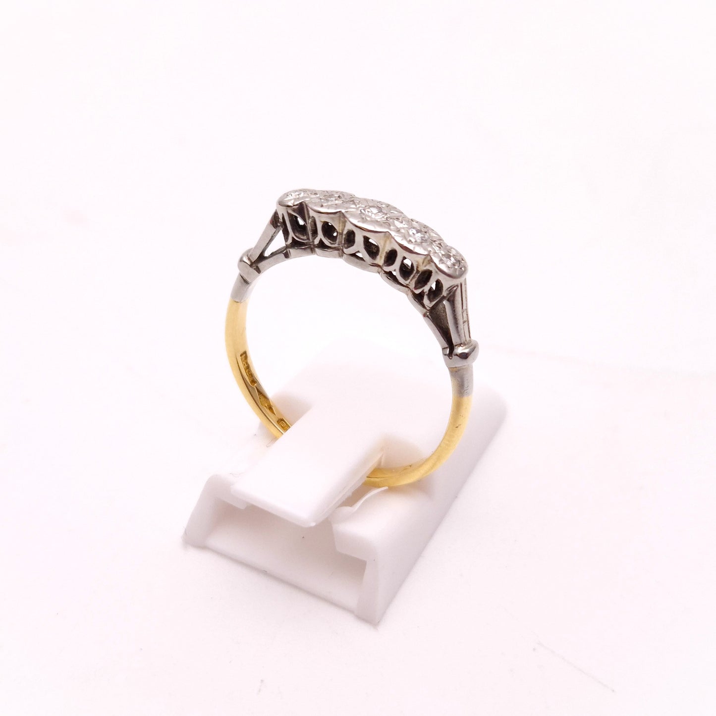 18ct and Platinum Antique 5 Stone Illusion Set Row Ring
