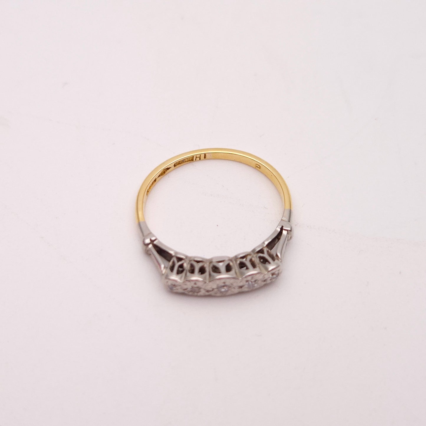 18ct and Platinum Antique 5 Stone Illusion Set Row Ring