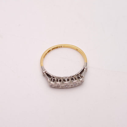 18ct and Platinum Antique 5 Stone Illusion Set Row Ring
