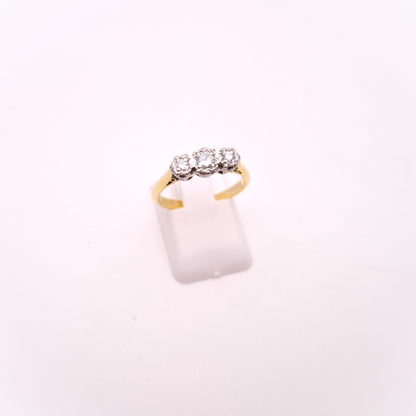 18ct and Platinum Illusion Set Diamond Three Stone Ring