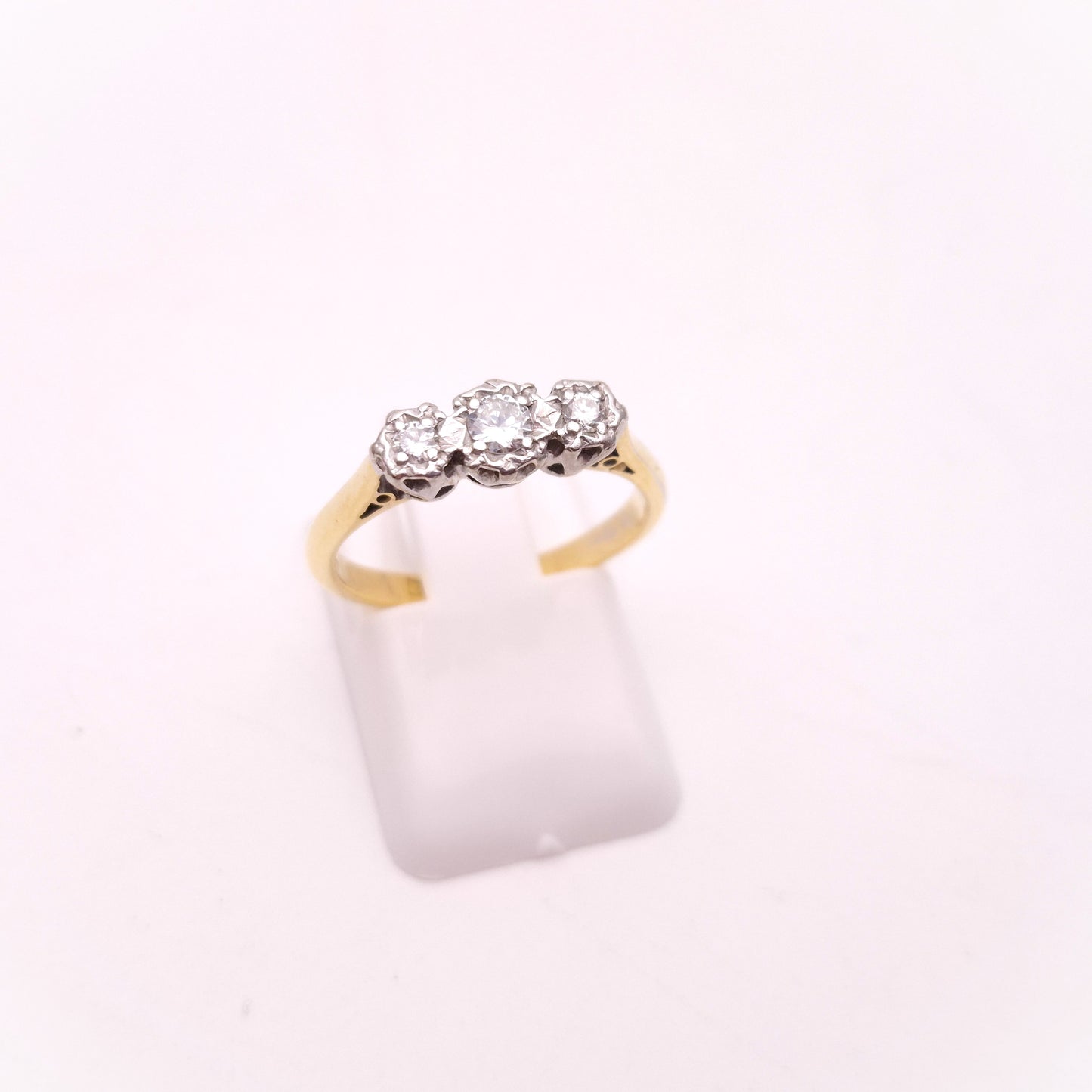 18ct and Platinum Illusion Set Diamond Three Stone Ring