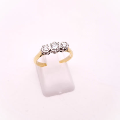 18ct and Platinum Illusion Set Diamond Three Stone Ring