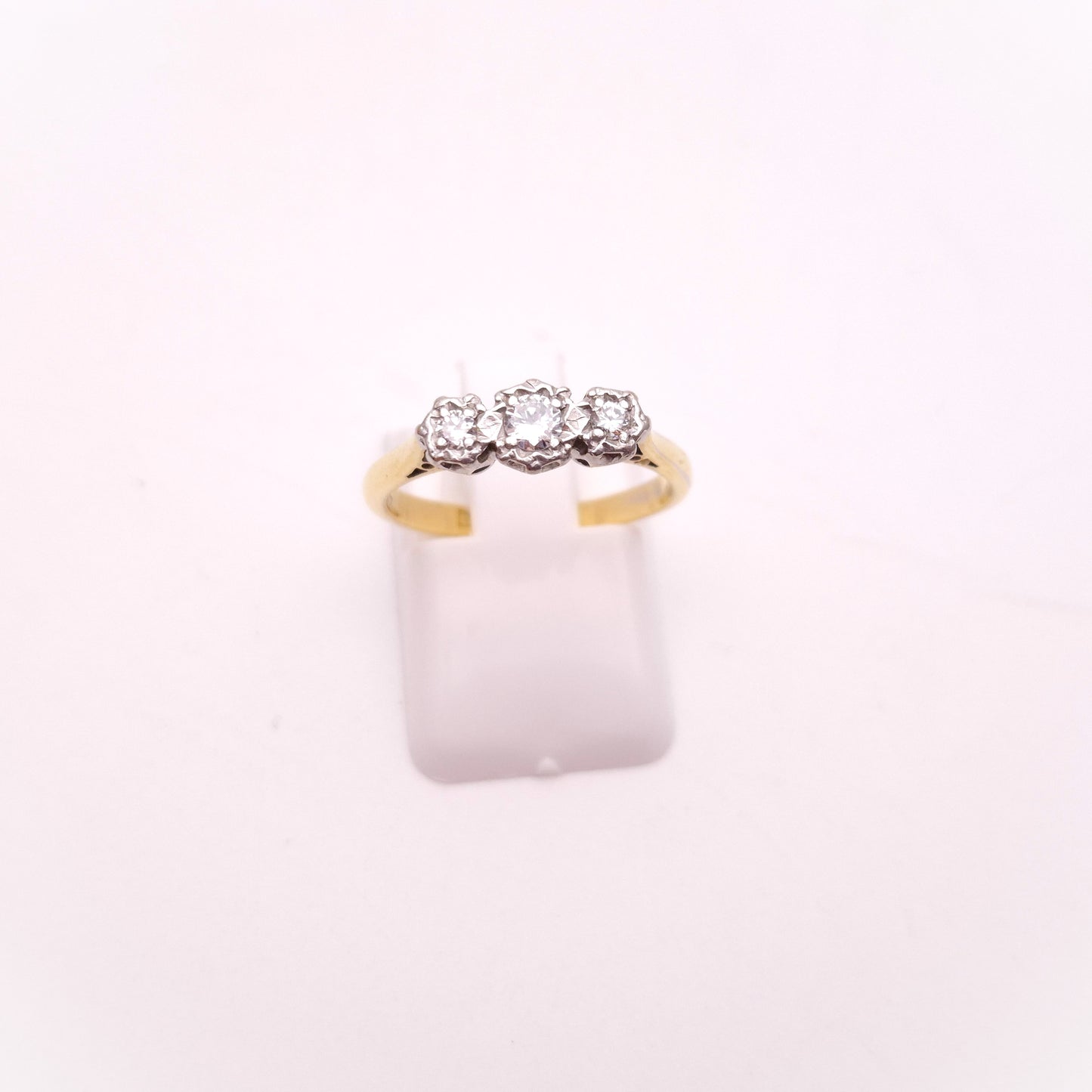 18ct and Platinum Illusion Set Diamond Three Stone Ring