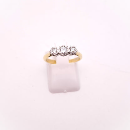 18ct and Platinum Illusion Set Diamond Three Stone Ring