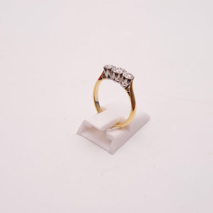 18ct and Platinum Illusion Set Diamond Three Stone Ring