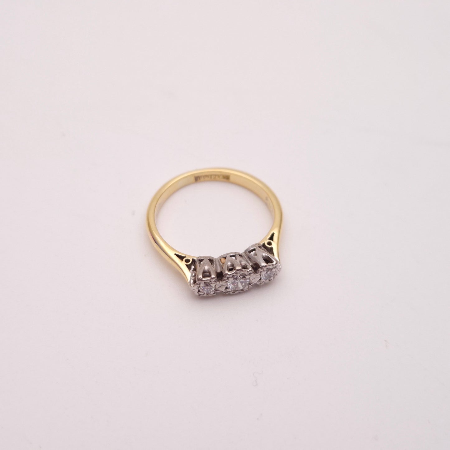 18ct and Platinum Illusion Set Diamond Three Stone Ring