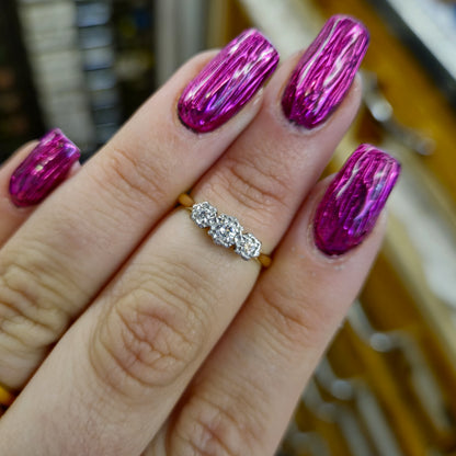 18ct and Platinum Illusion Set Diamond Three Stone Ring