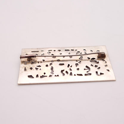 Sterling Silver Large Intricate Floral Panel Brooch