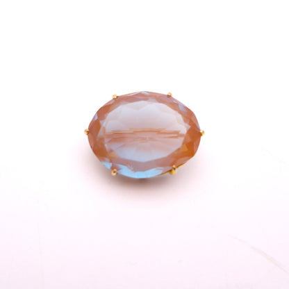 9ct Yellow Gold Vintage Oval Saphiret Brooch