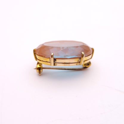 9ct Yellow Gold Vintage Oval Saphiret Brooch
