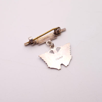 Sterling Silver Blue Enamel Butterfly Drop Brooch