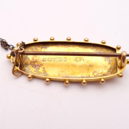 9ct Yellow Gold Antique Victorian Multi-tone Oval Floral Gold Brooch