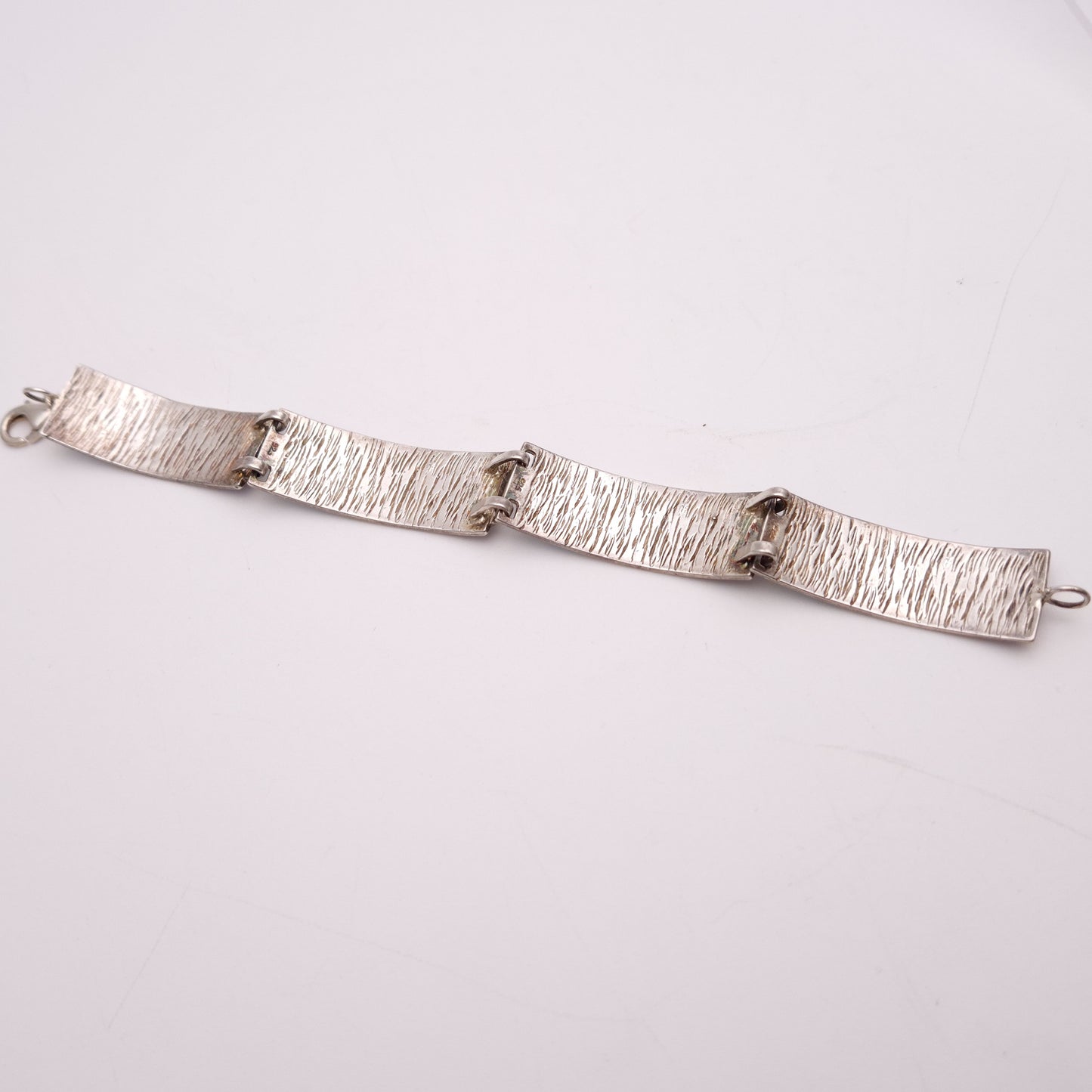 Sterling Silver Multi-tone Blue Scandi Style Panel Bracelet
