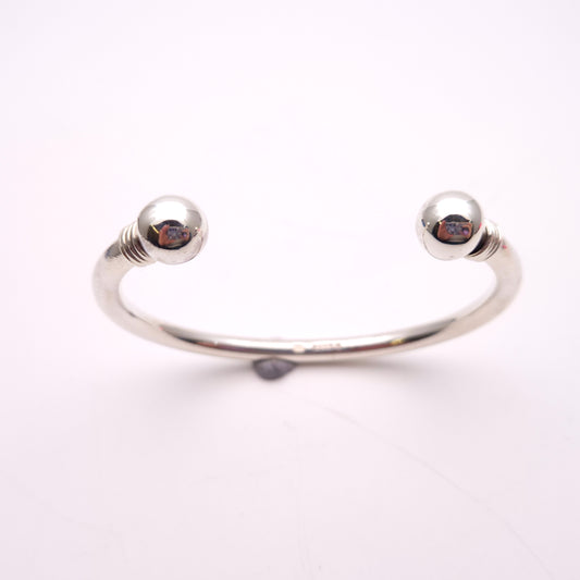 Sterling Silver Open Torque Ball End Bangle