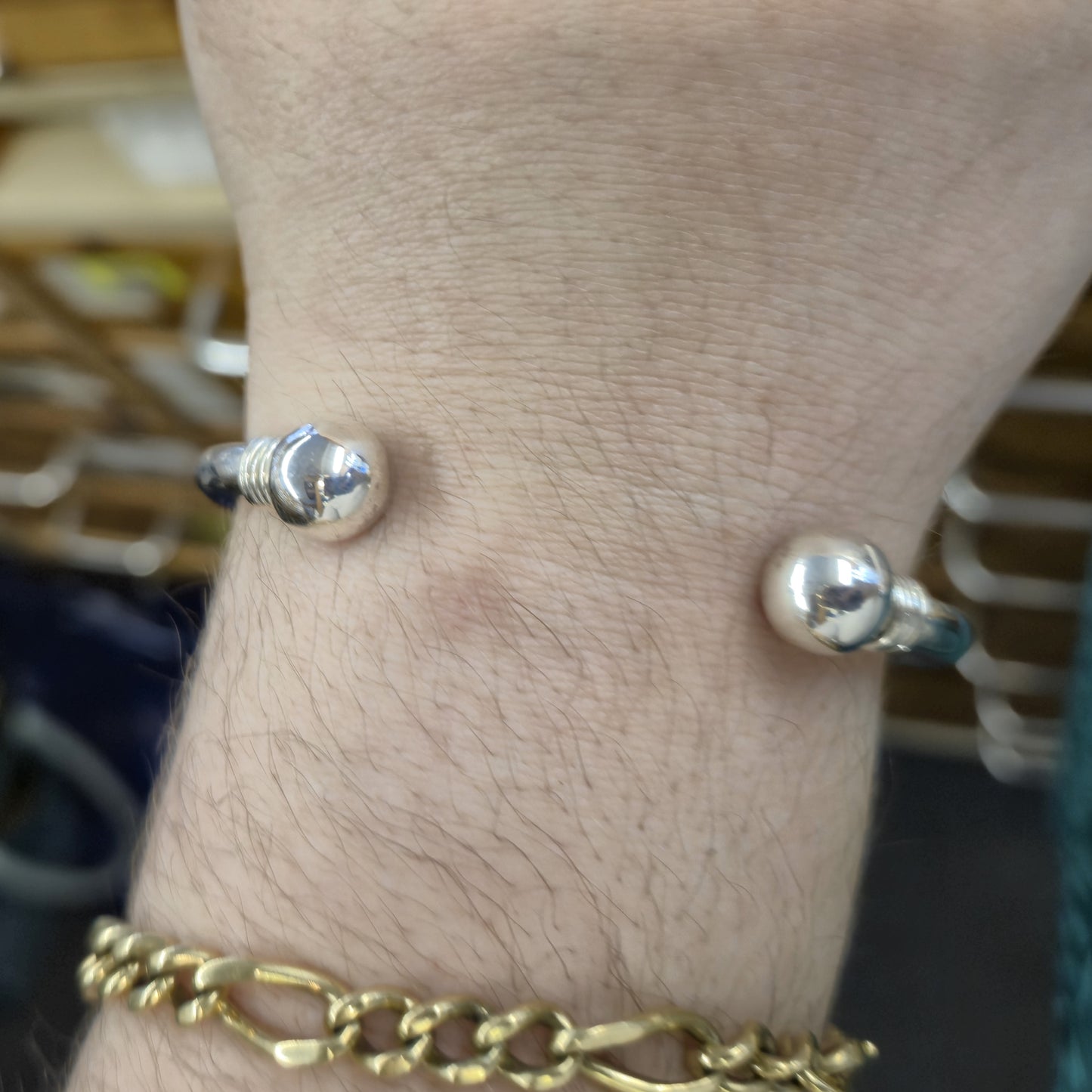 Sterling Silver Open Torque Ball End Bangle