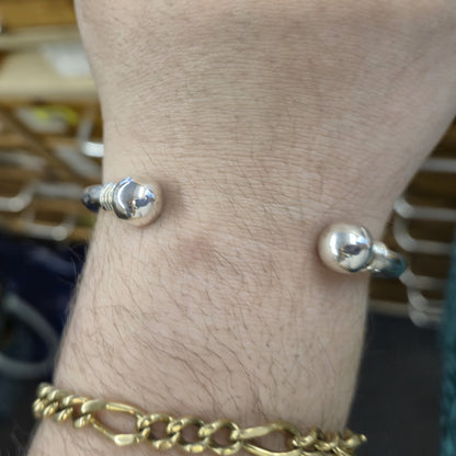 Sterling Silver Open Torque Ball End Bangle