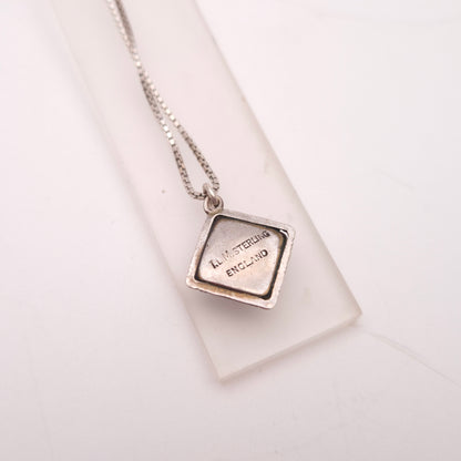 Sterling Silver Butterfly Wing Tropical Island Scene Small Necklace