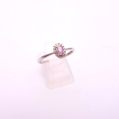 9ct White Gold Pink Diamond (IGI Certified) Cluster Halo Ring