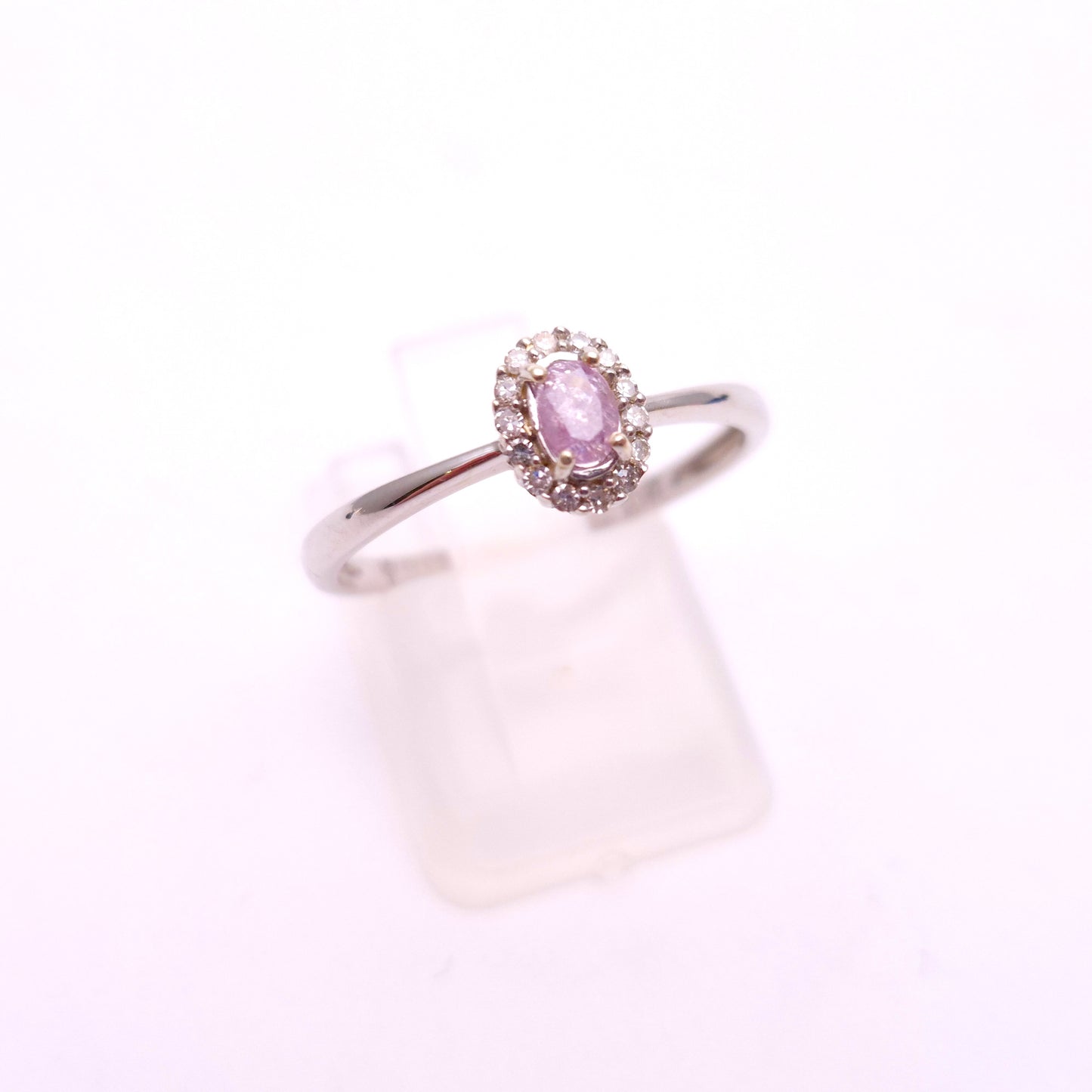 9ct White Gold Pink Diamond (IGI Certified) Cluster Halo Ring