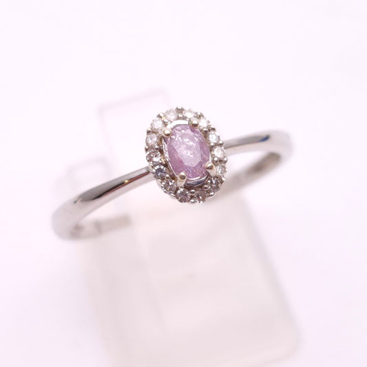 9ct White Gold Pink Diamond (IGI Certified) Cluster Halo Ring